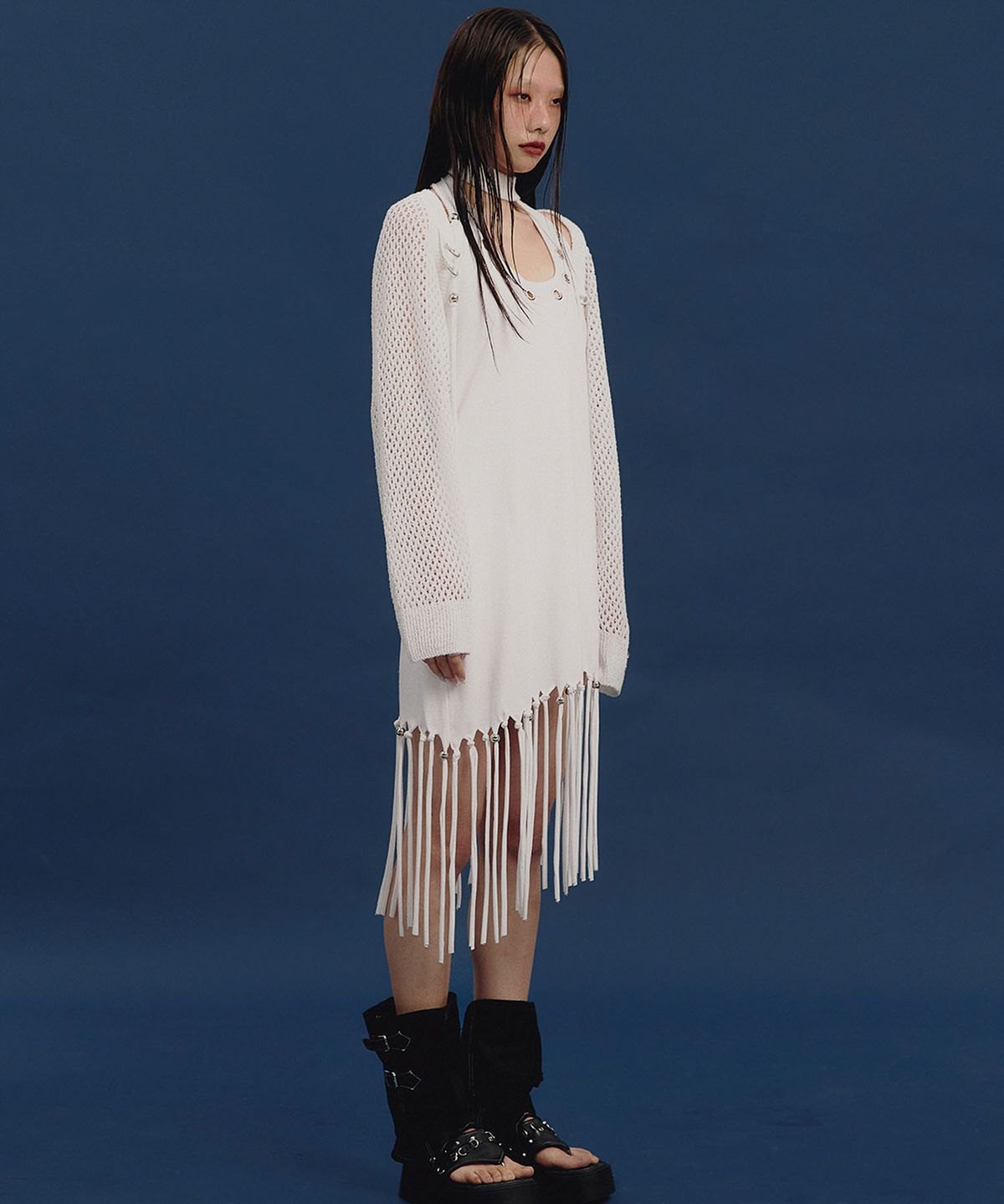 낫노잉(NOTKNOWING) Bolero Linen Net Cardigan (WHITE)