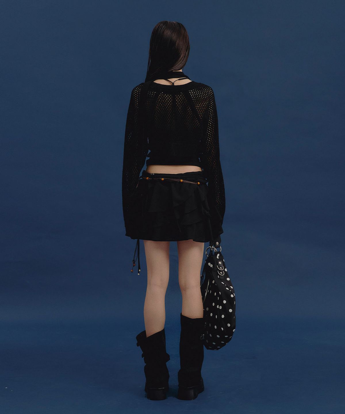 낫노잉(NOTKNOWING) Bolero Linen Net Cardigan (BLACK)