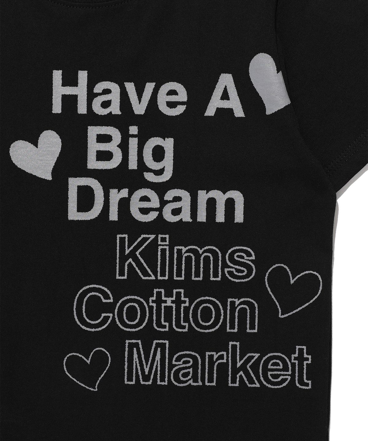 킴스 프레시 코튼 마켓(KIMS FRESH COTTON MARKET) Four Heart Logo Tee Black