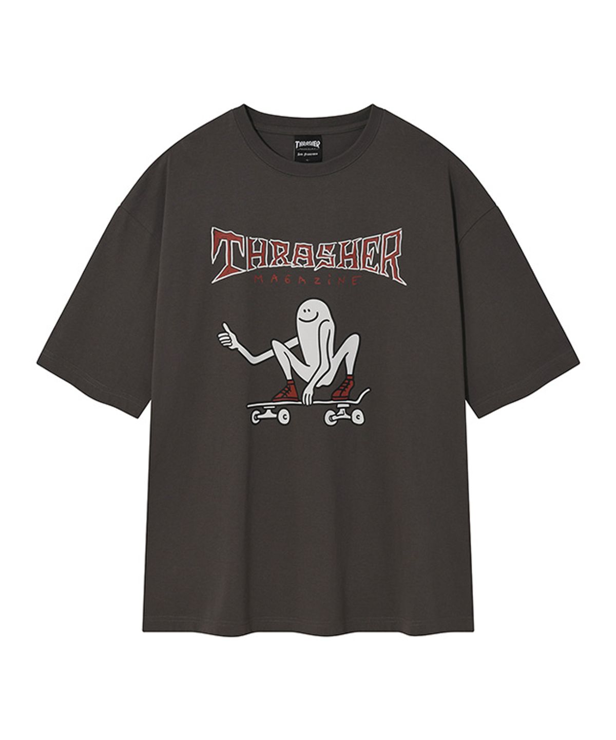 트레셔(THRASHER) 텀즈업 반팔 티셔츠 차콜