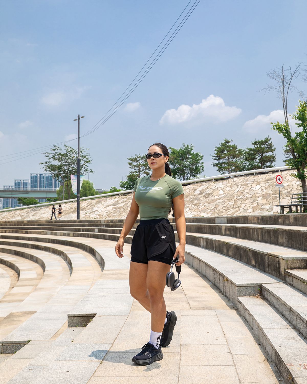 라이드(LITHE) 하이웨스트 스포츠 쇼츠_블랙