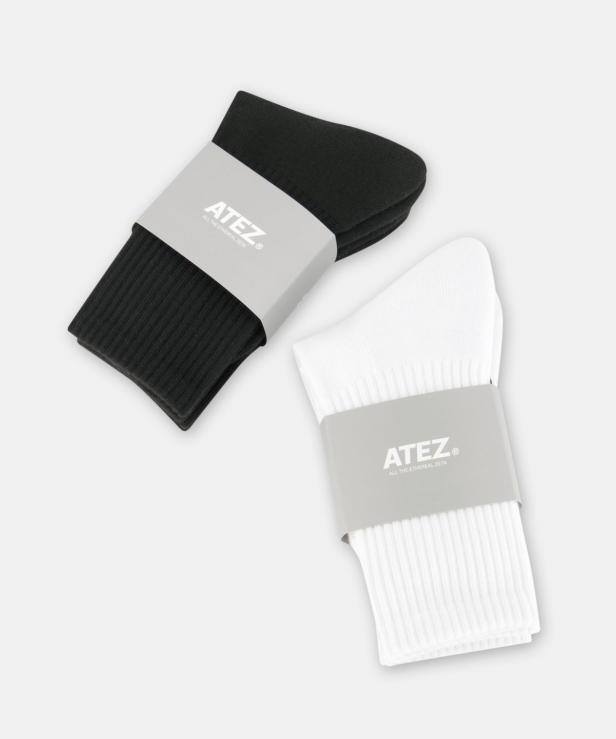 아테즈(ATEZ) [4팩] 베이직 쿠셔닝 크루 삭스 [화이트]