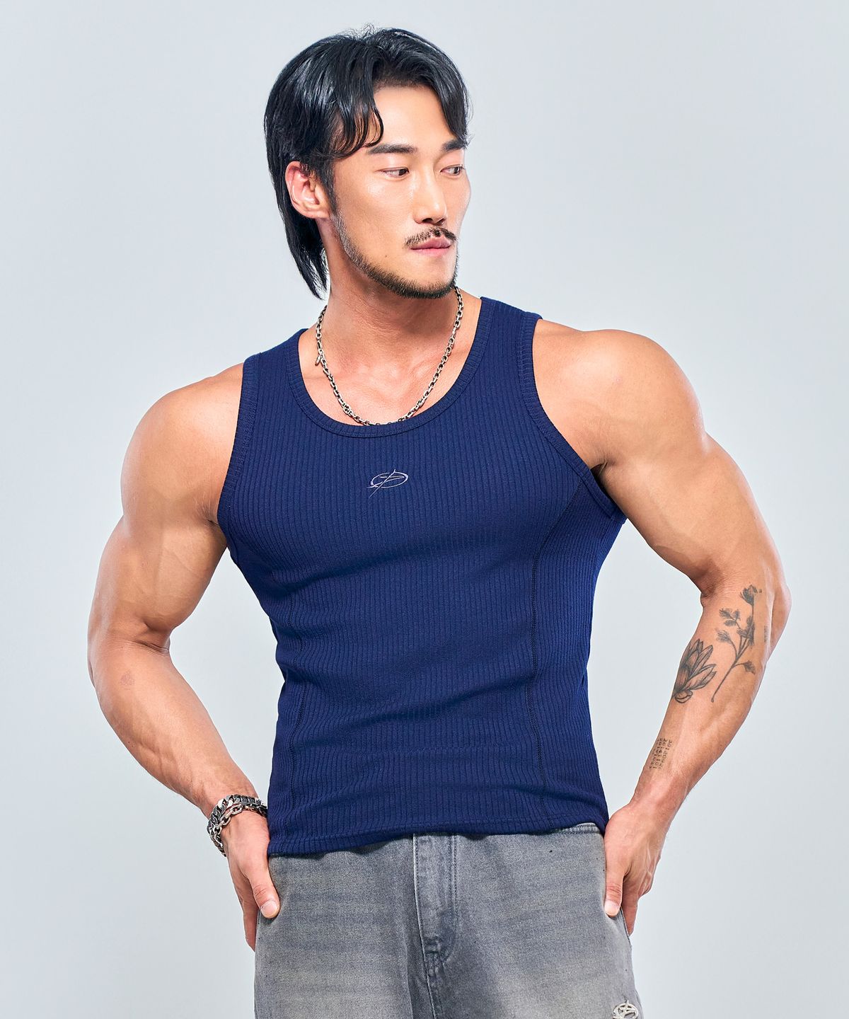 피지컬가먼츠(PHYSICAL GARMENTS) P2572 심볼 골지 슬림 나시 [3COLOR]