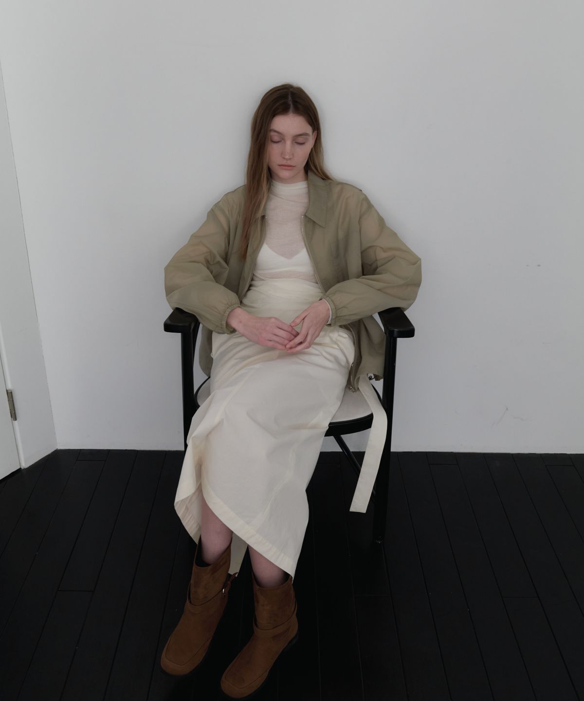 앤테(AENTE) Lipstop zip-up windbreaker - Khaki