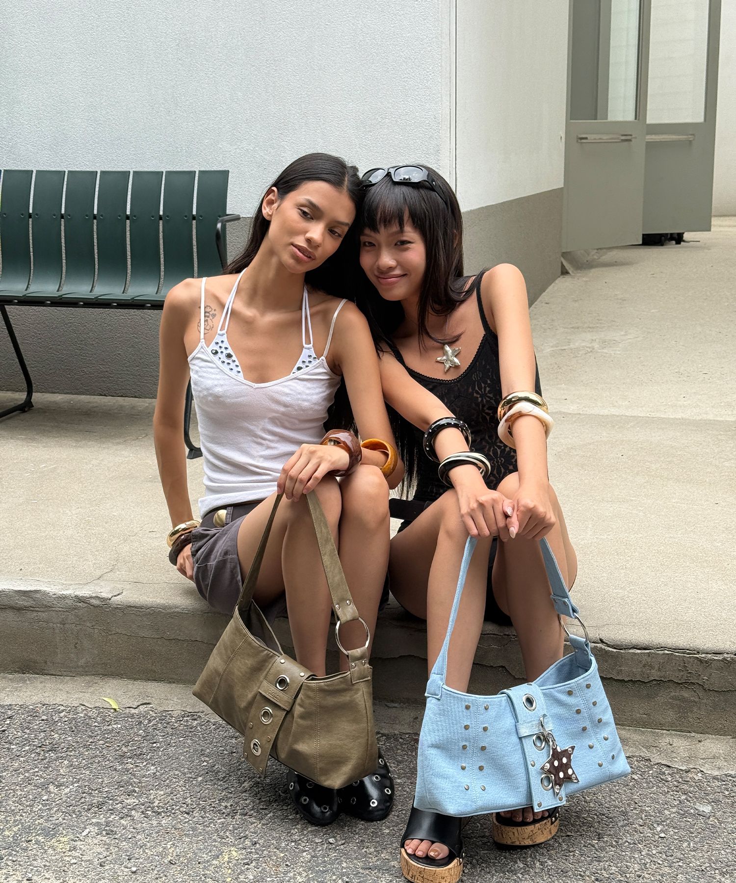 ■Hieta■ Nita Light Denim bag HIETA Nita Shoulder Bag Light Denim | Eyelet Strap O-Ring