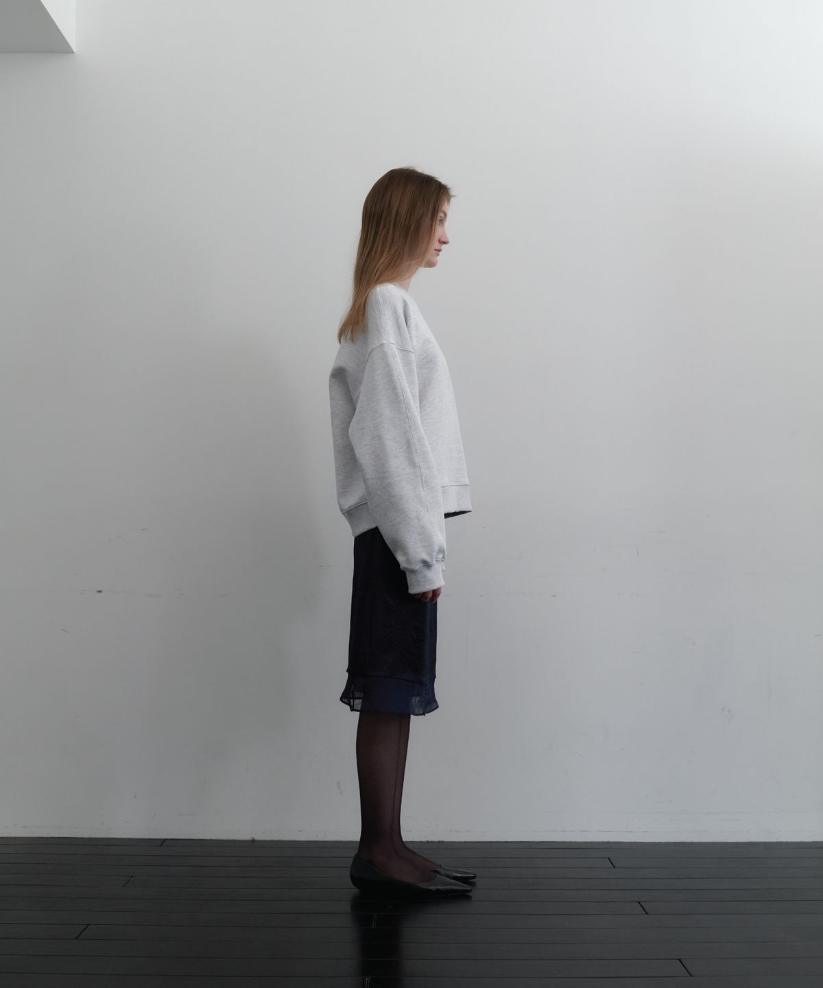 앤테(AENTE) Satin layered skirt - Navy
