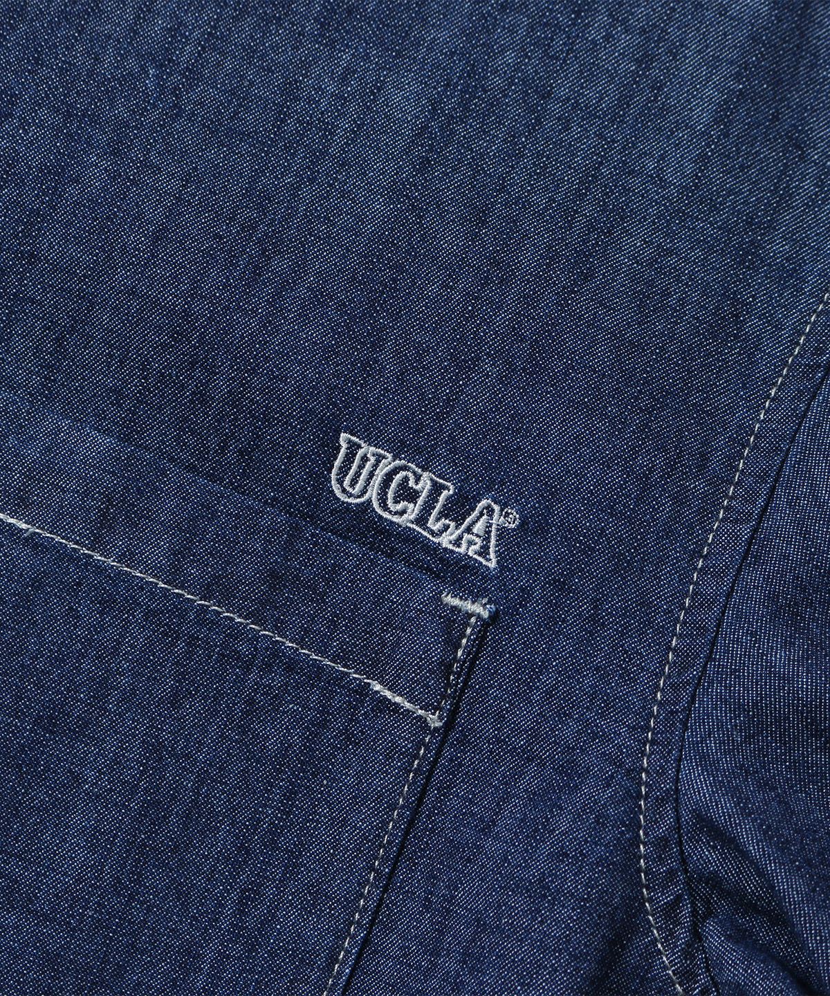 유씨엘에이(UCLA) 남녀공용 쿨프래쉬 세미 오버핏 경량 데님 반팔 셔츠[DP-INDIGO](UB5SS84)