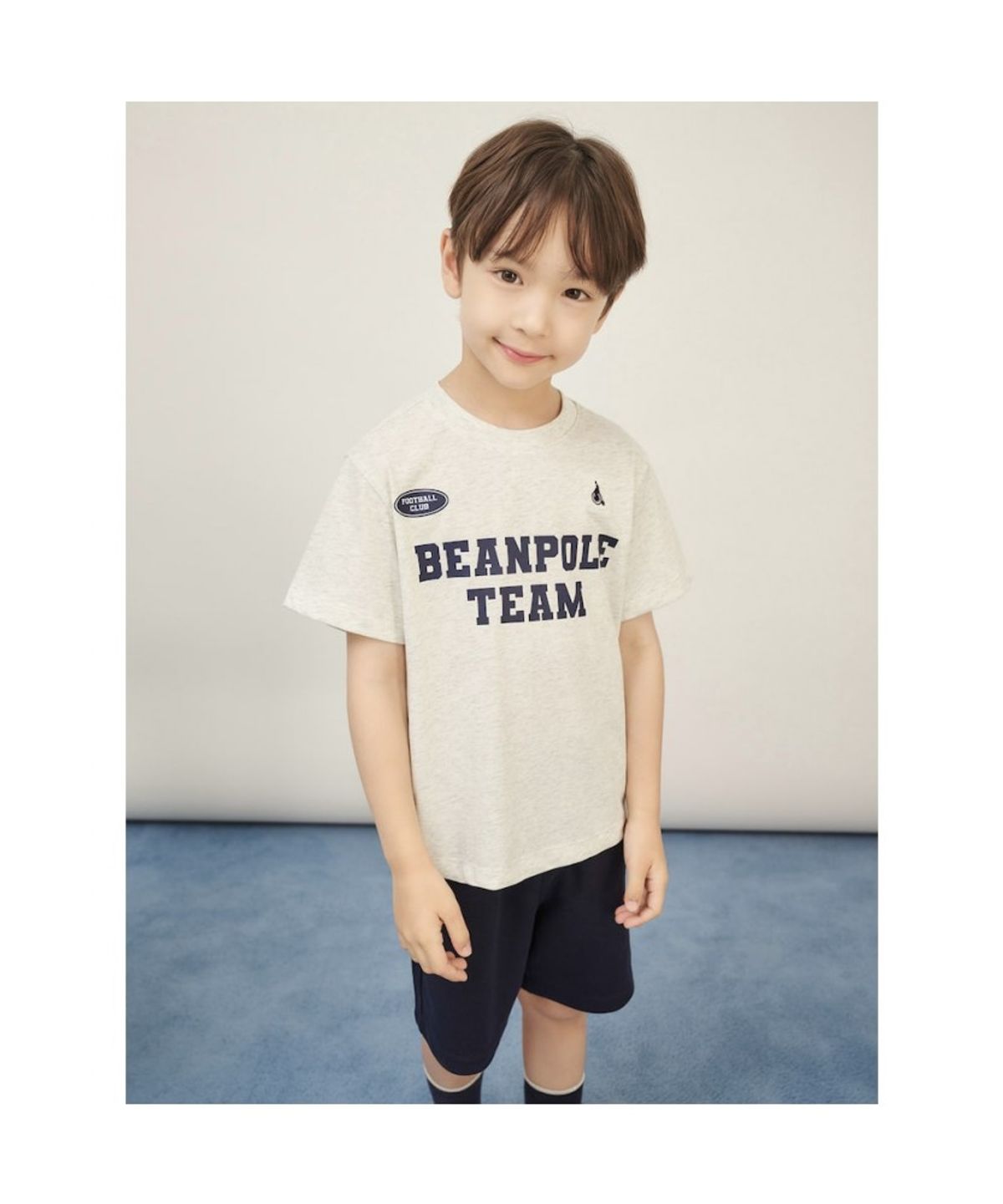 빈폴 키즈(BEANPOLE KIDS) BP FOOTBALL CLUB 라운드넥 그래픽 2PCS 상하 세트  라이트 그레이 (BI5642U922)