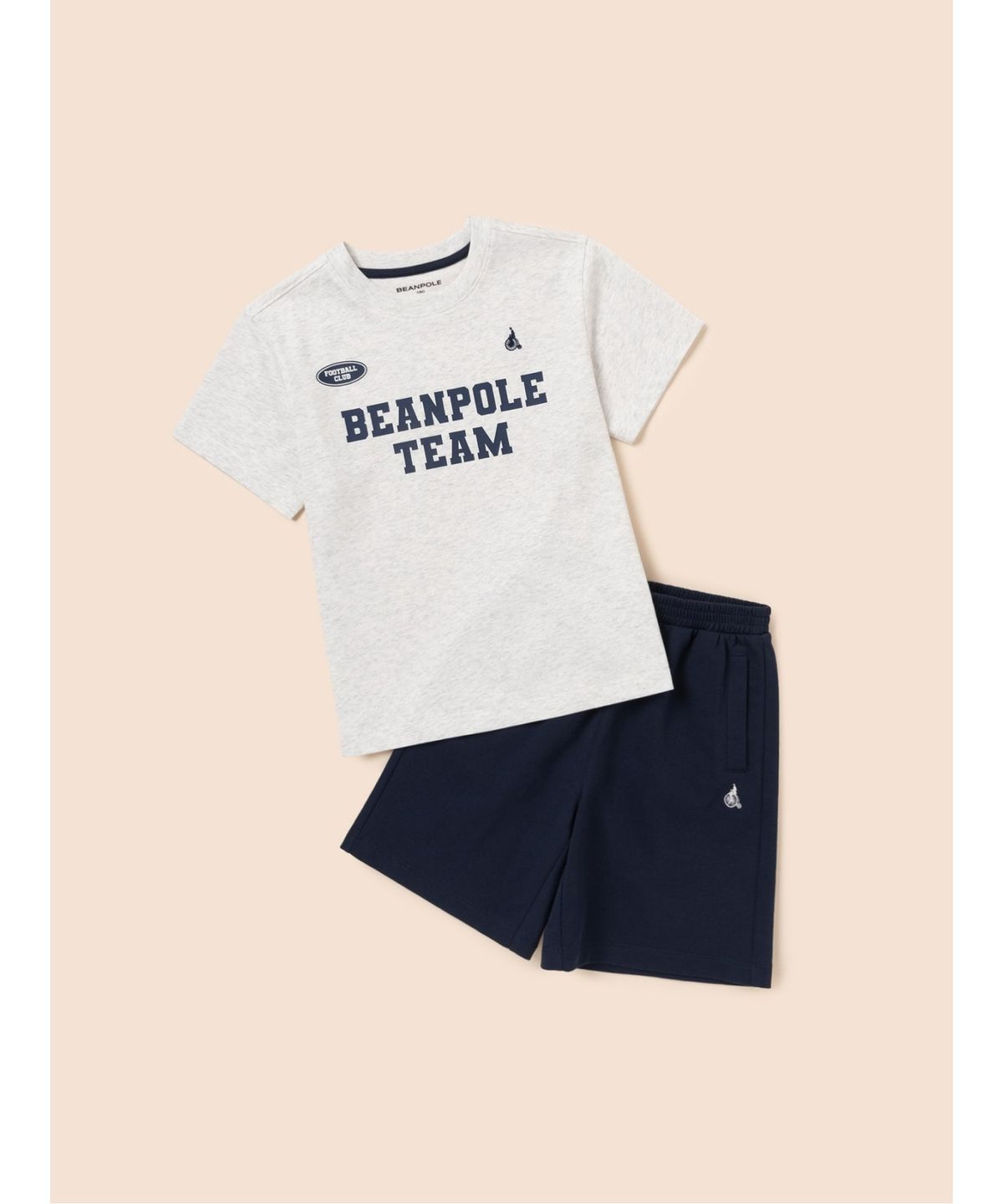 빈폴 키즈(BEANPOLE KIDS) BP FOOTBALL CLUB 라운드넥 그래픽 2PCS 상하 세트  라이트 그레이 (BI5642U922)