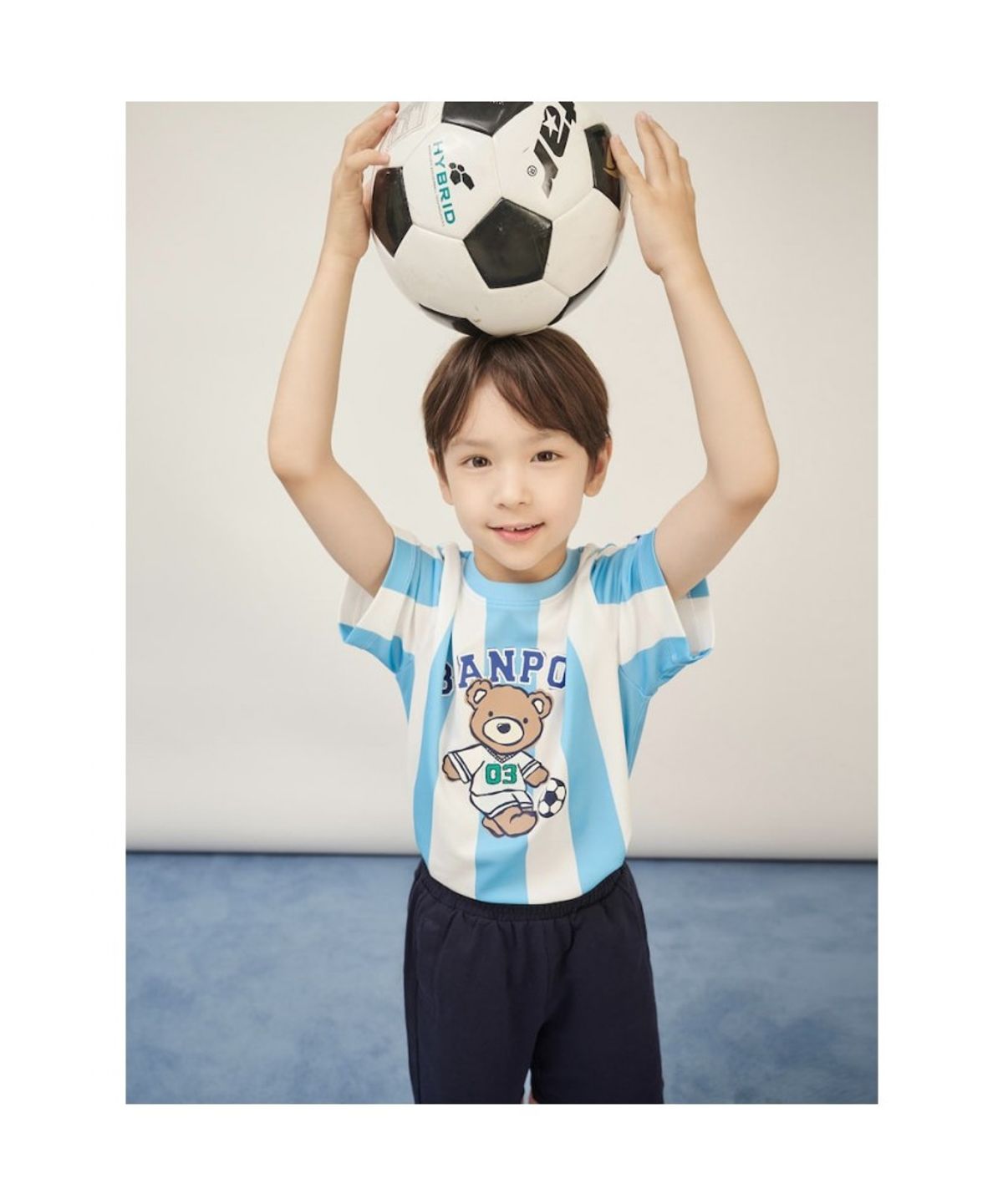 빈폴 키즈(BEANPOLE KIDS) BP FOOTBALL CLUB 스트라이프 폴키 티셔츠  스카이 블루 (BI5642U95Q) (BI5642U95Q)