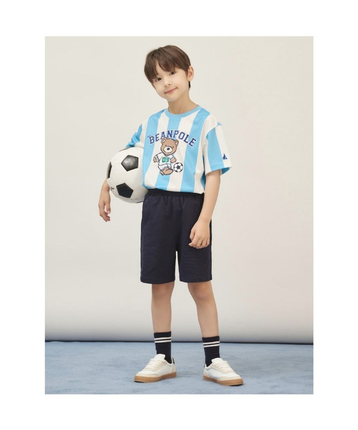 빈폴 키즈(BEANPOLE KIDS) BP FOOTBALL CLUB 스트라이프 폴키 티셔츠  스카이 블루 (BI5642U95Q) (BI5642U95Q)