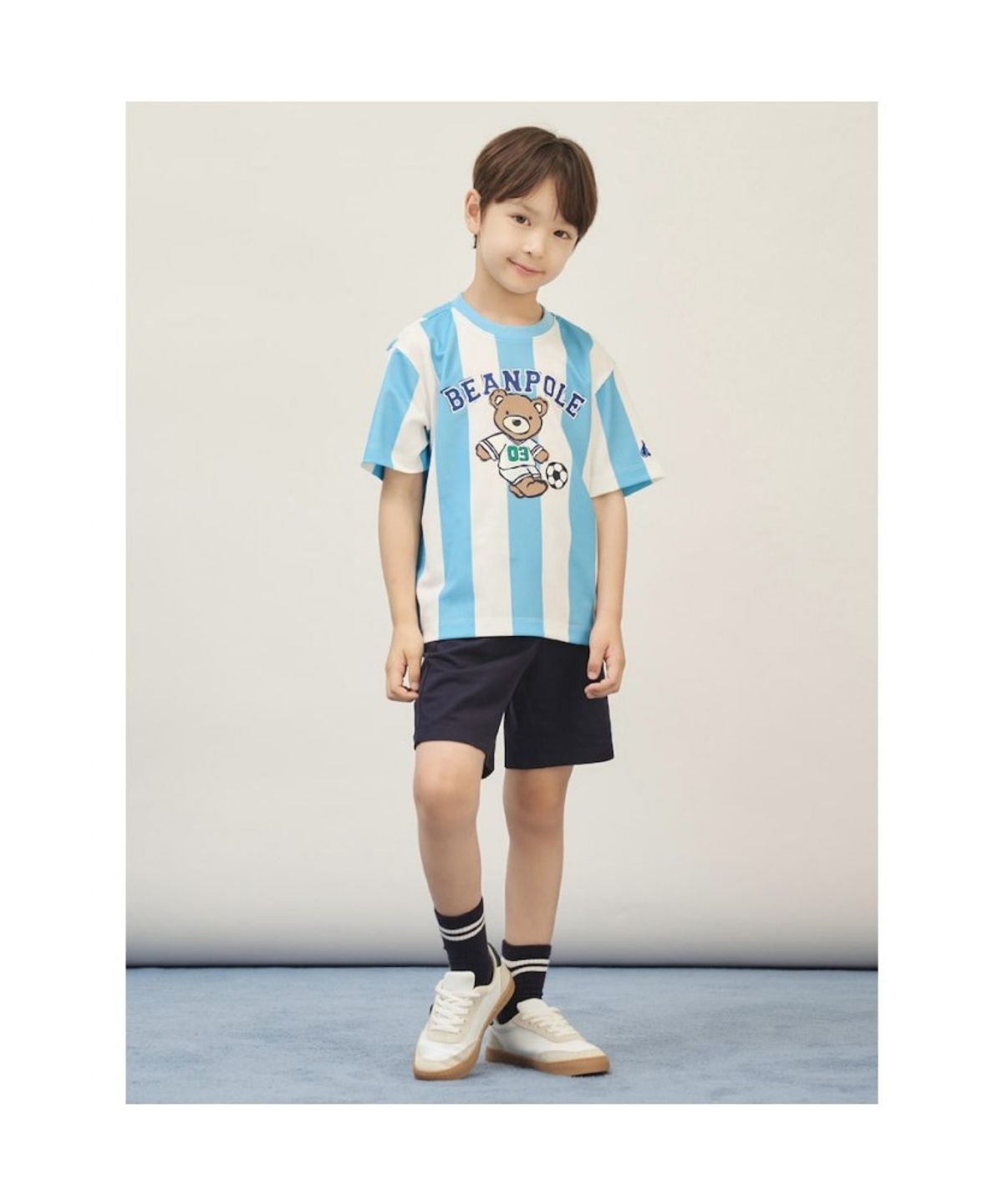 빈폴 키즈(BEANPOLE KIDS) BP FOOTBALL CLUB 스트라이프 폴키 티셔츠  스카이 블루 (BI5642U95Q) (BI5642U95Q)