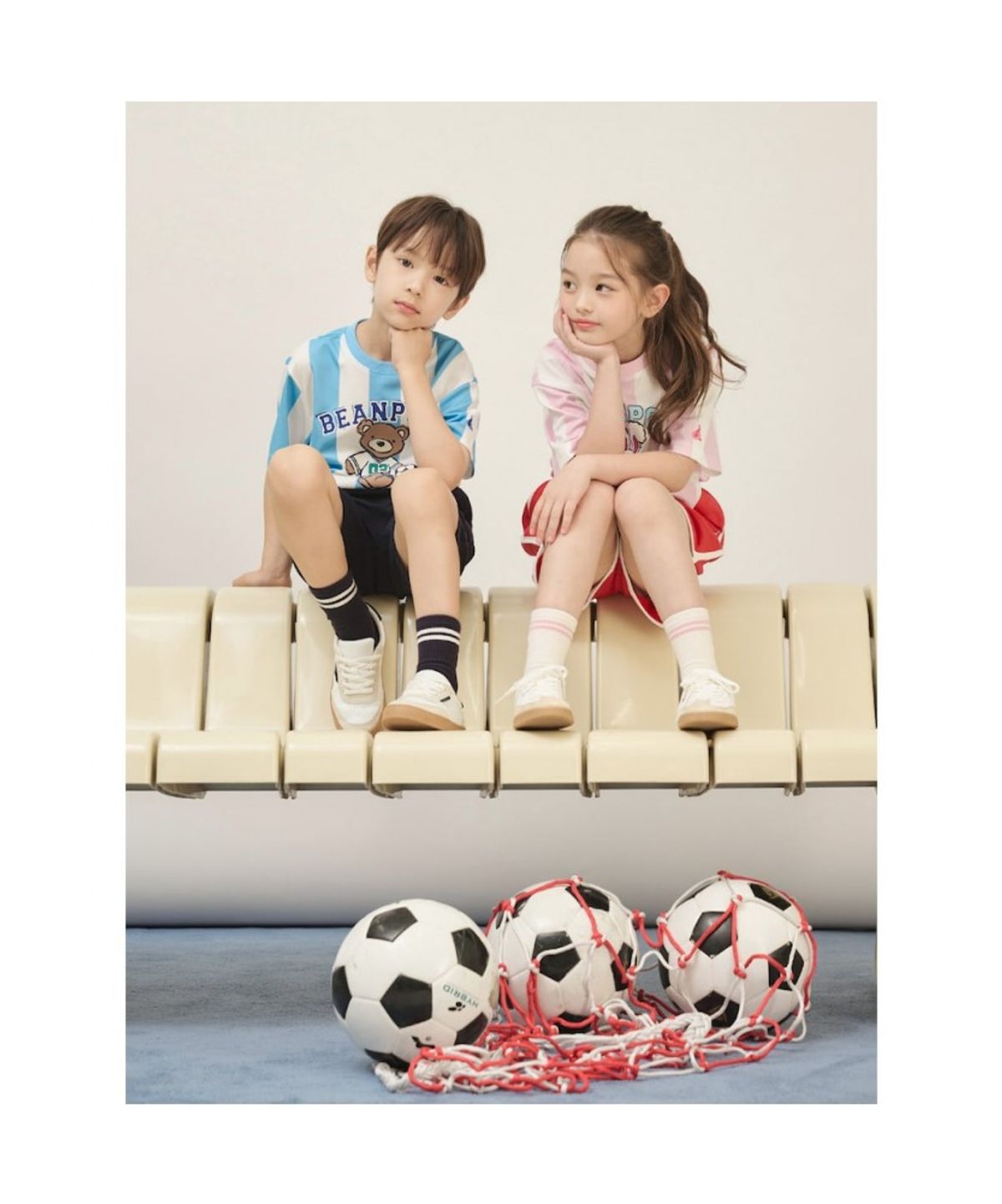 빈폴 키즈(BEANPOLE KIDS) BP FOOTBALL CLUB 스트라이프 폴키 티셔츠  스카이 블루 (BI5642U95Q) (BI5642U95Q)