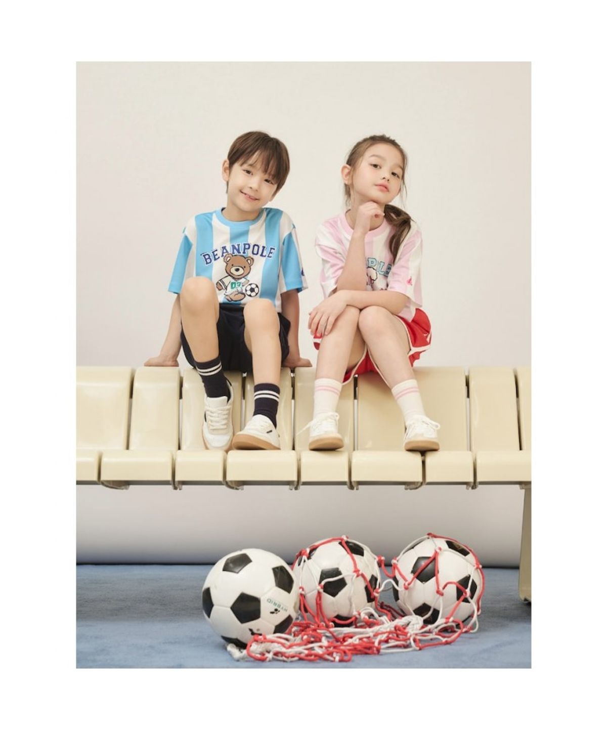 빈폴 키즈(BEANPOLE KIDS) BP FOOTBALL CLUB 스트라이프 폴키 티셔츠  스카이 블루 (BI5642U95Q) (BI5642U95Q)