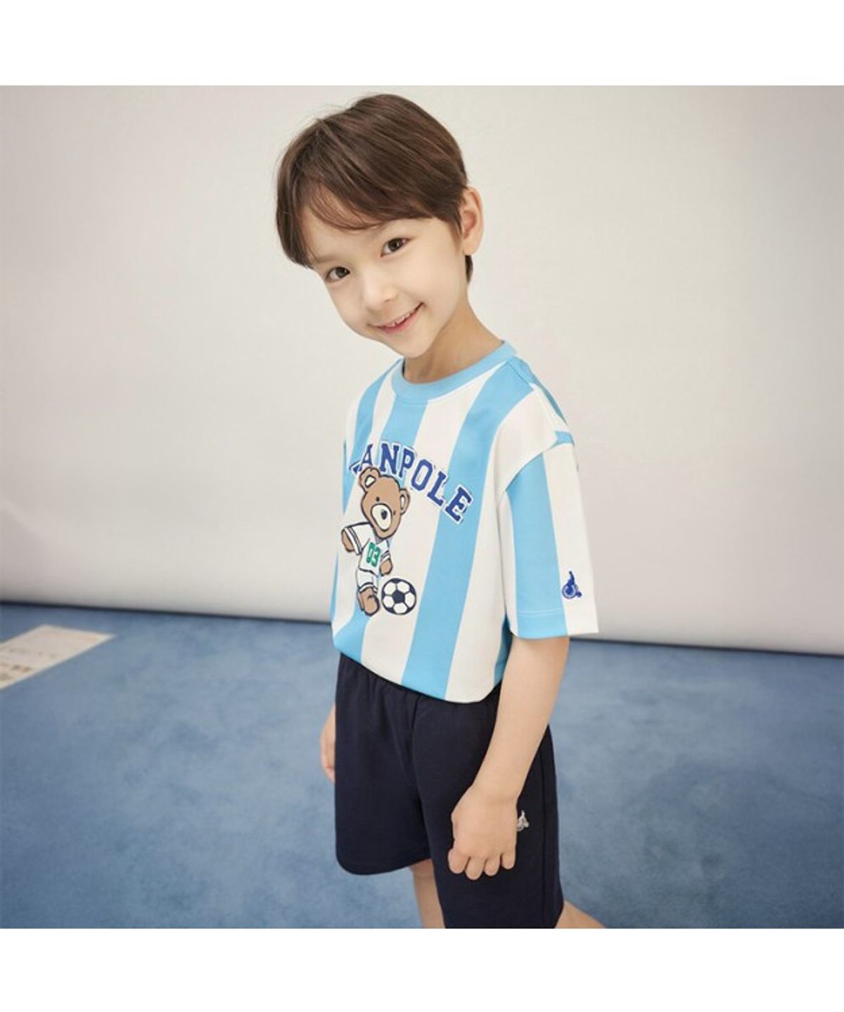 빈폴 키즈(BEANPOLE KIDS) BP FOOTBALL CLUB 스트라이프 폴키 티셔츠  스카이 블루 (BI5642U95Q) (BI5642U95Q)