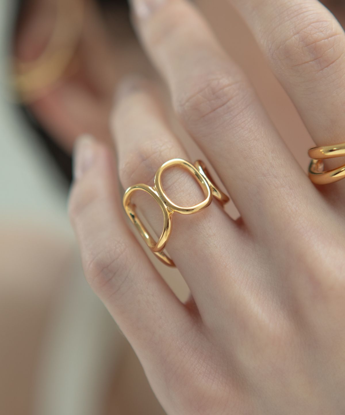 노비스도쿄(NOVICE TOKYO) 타원 체인 링 반지 Oval Chain Ring / Gold