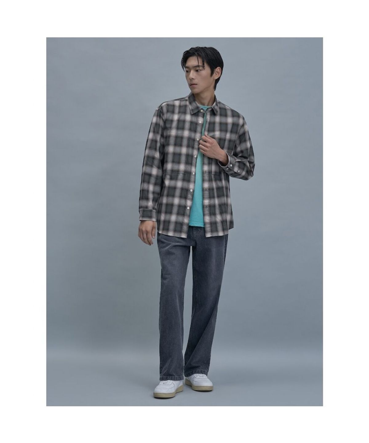 시프트지(SHIFT.G) Comfort Fit Ombre Check Shirt  Khaki