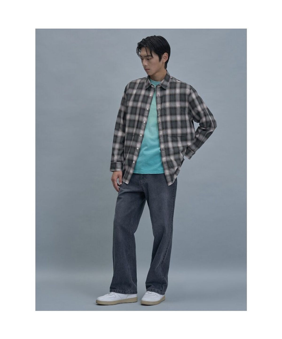 시프트지(SHIFT.G) Comfort Fit Ombre Check Shirt  Khaki