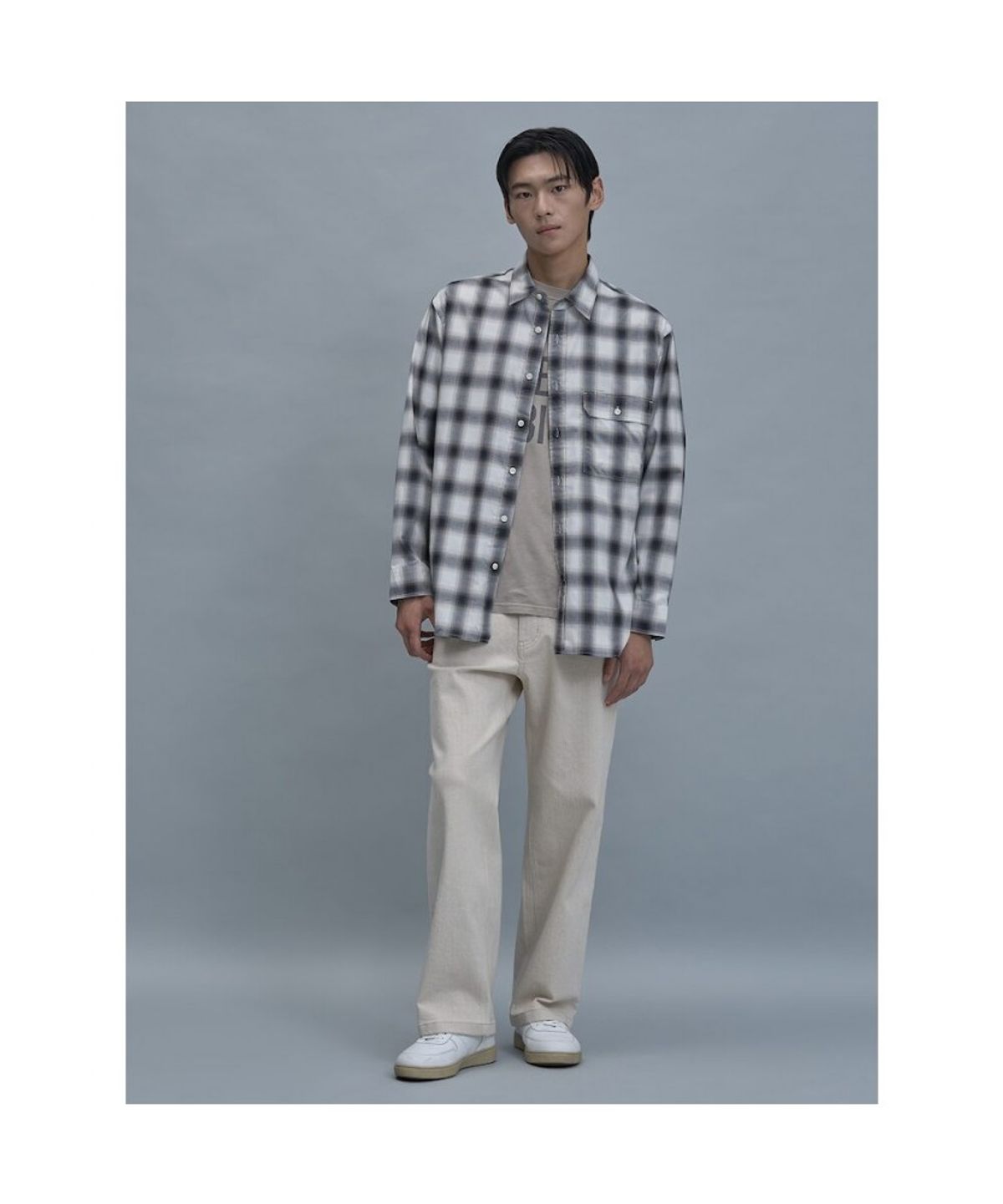 시프트지(SHIFT.G) Comfort Fit Ombre Check Shirt  Black