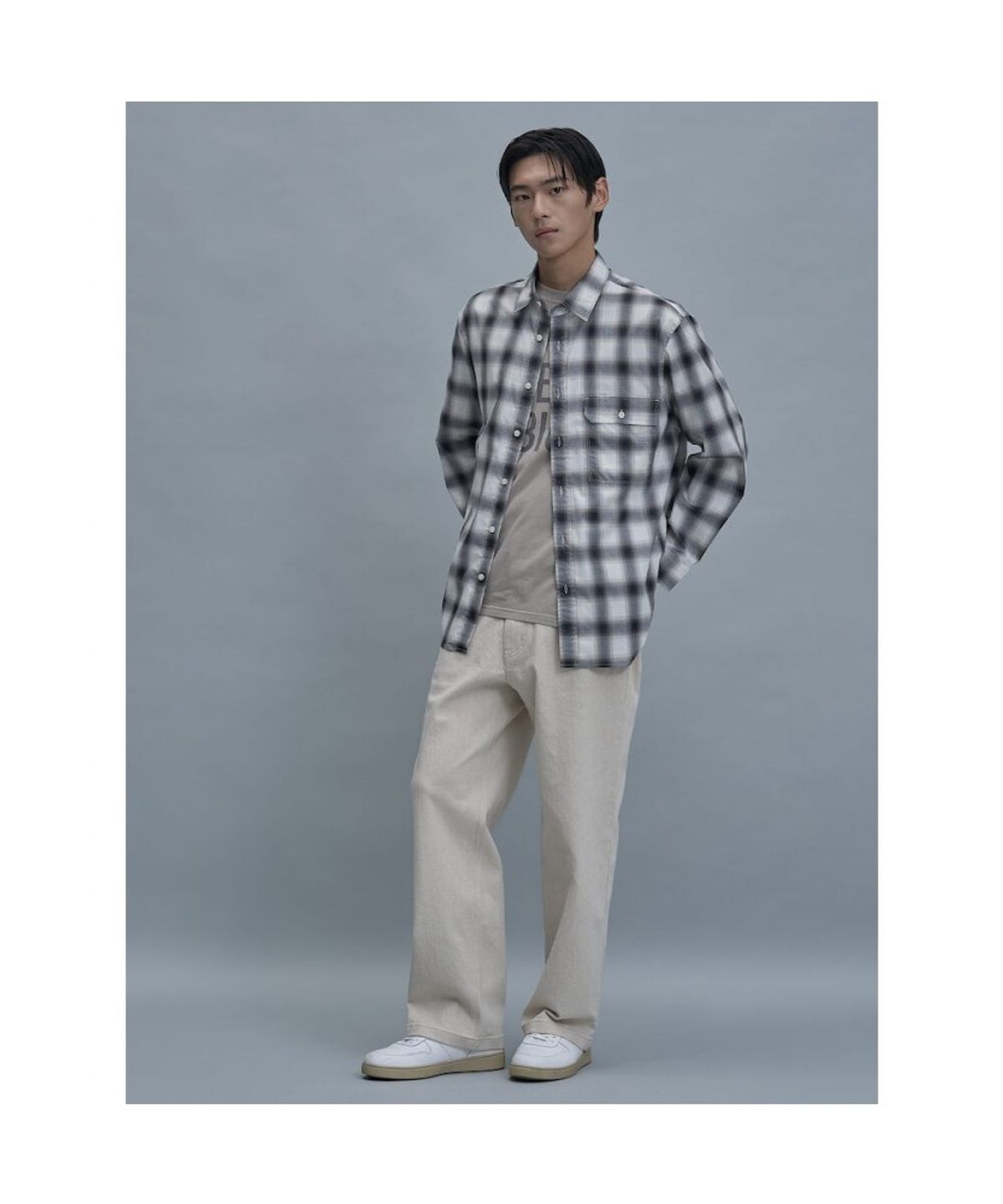 시프트지(SHIFT.G) Comfort Fit Ombre Check Shirt  Black