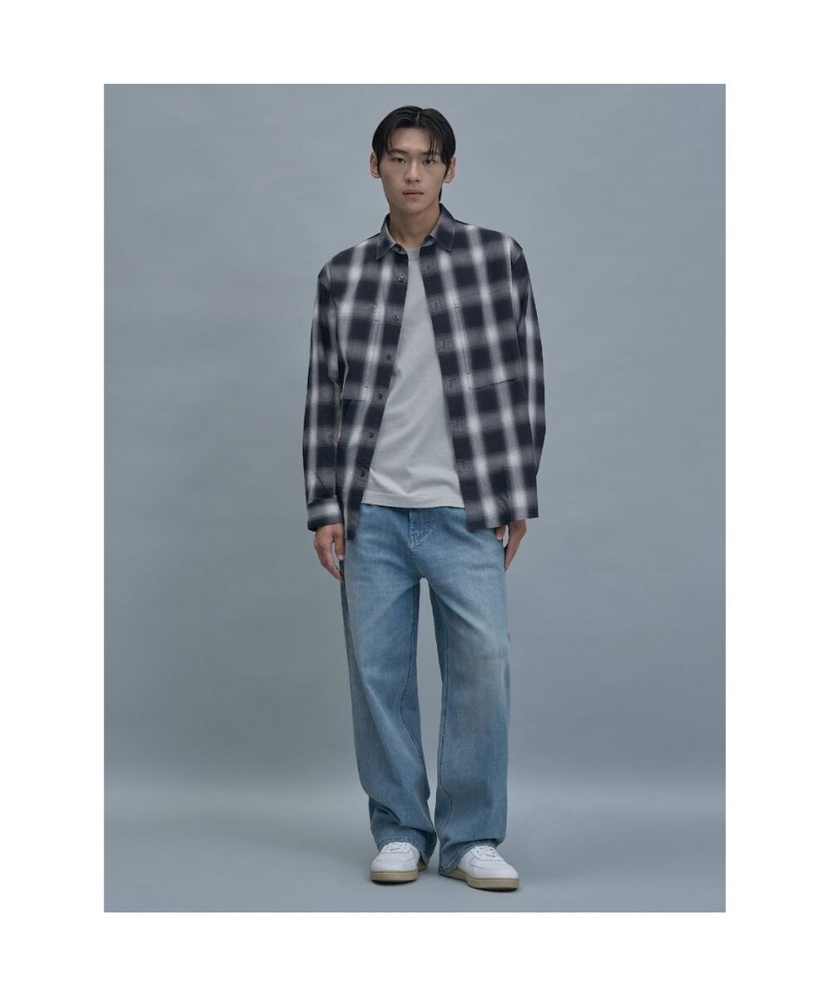 시프트지(SHIFT.G) Comfort Fit Ombre Check Shirt  Black
