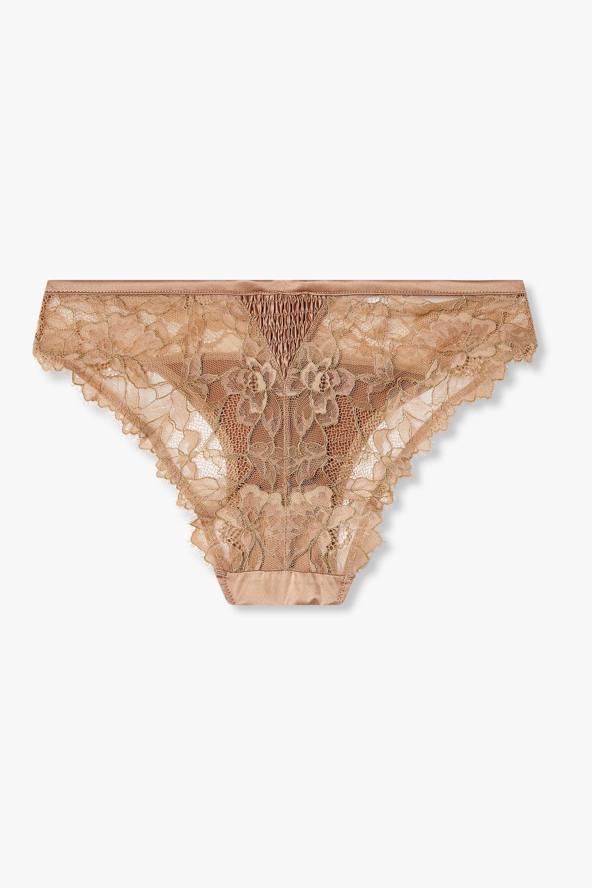 엠포리오 아르마니 언더웨어(EMPORIO ARMANI UNDERWEAR) 여성 메탈릭 플라워 새틴 브리프_브라운 0825111532