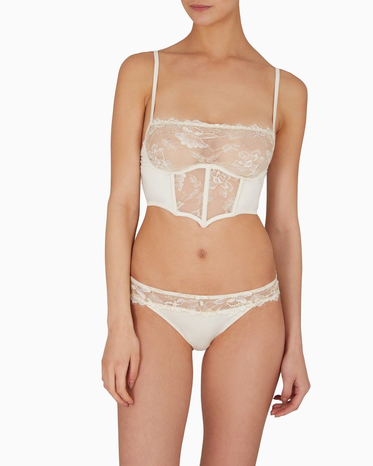 엠포리오 아르마니 언더웨어(EMPORIO ARMANI UNDERWEAR) 여성 메탈릭 플라워 새틴 브리프_아이보리 0825111531