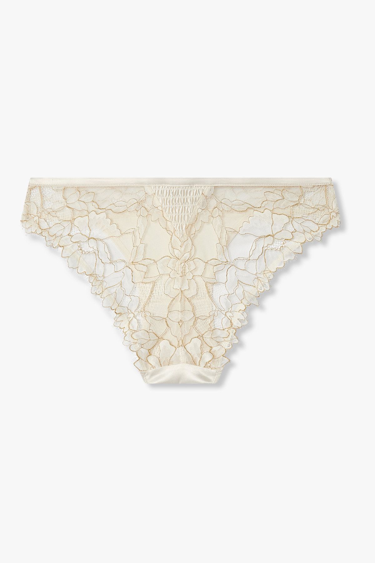 엠포리오 아르마니 언더웨어(EMPORIO ARMANI UNDERWEAR) 여성 메탈릭 플라워 새틴 브리프_아이보리 0825111531