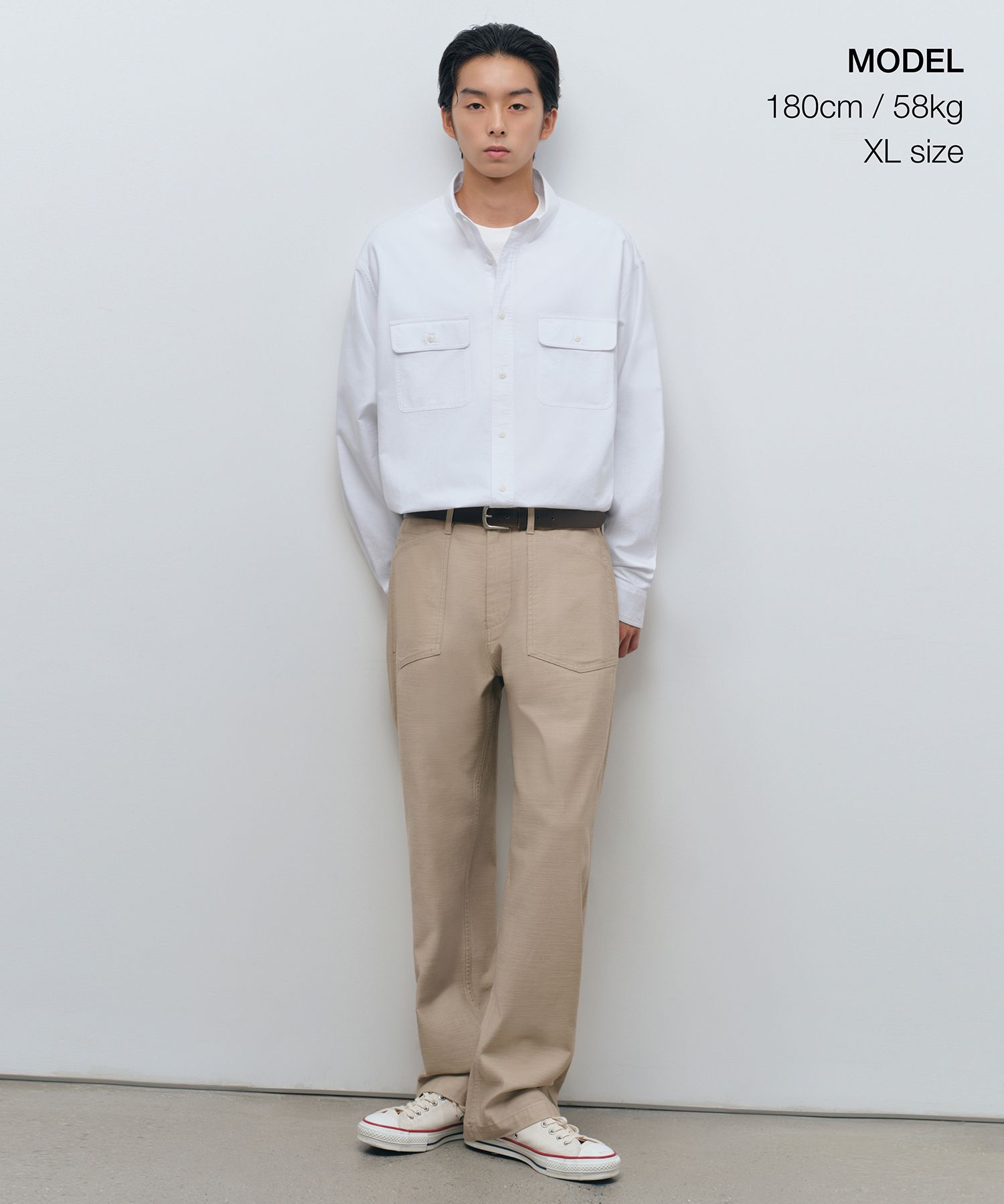 MUSINSA公式 | MUSINSA STANDARD オックスフォードワークシャツ[ホワイト]