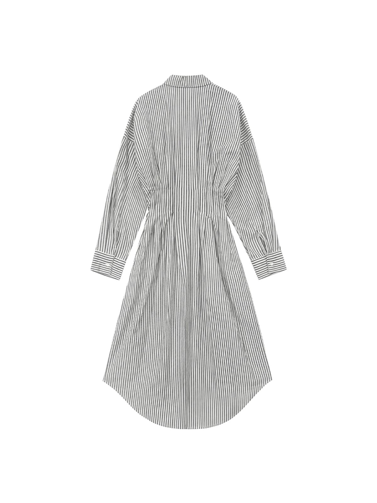 므아므(MMAM) Side pleated stripe shirt dress