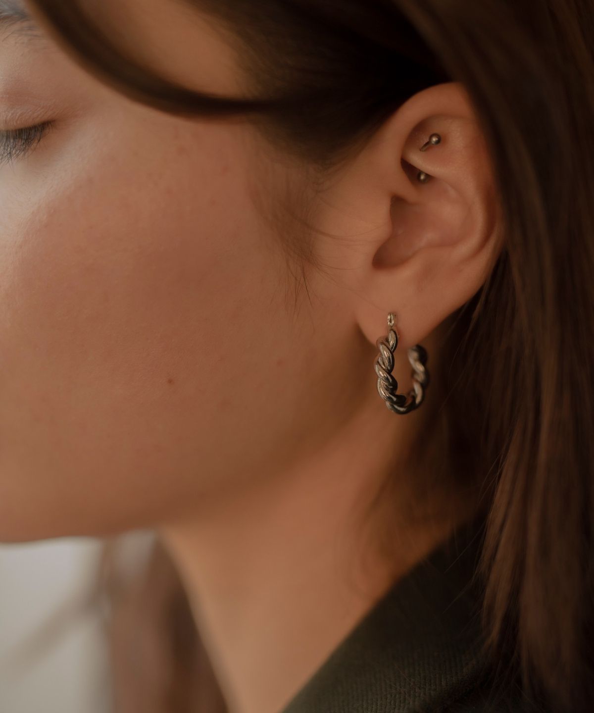 노비스도쿄(NOVICE TOKYO) 로프 후프 피어스 Rope Hoop Pierce / Silver