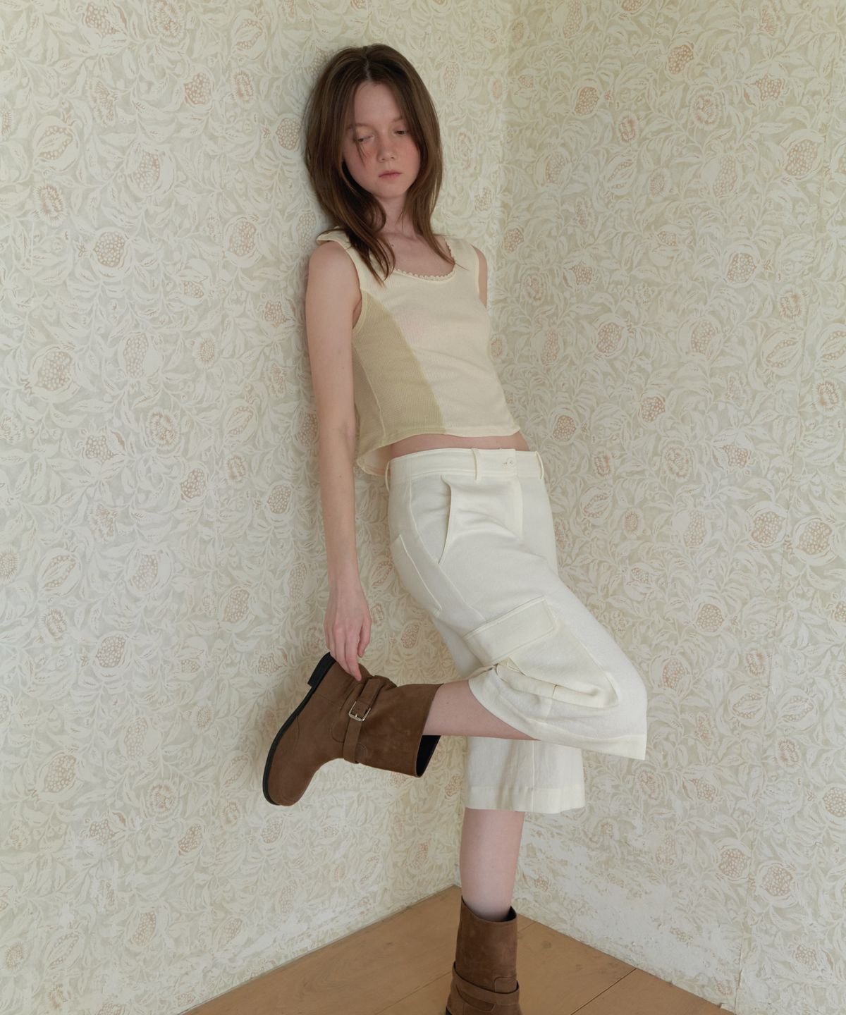 앤테(AENTE) Soft lace sleeveless - Cream