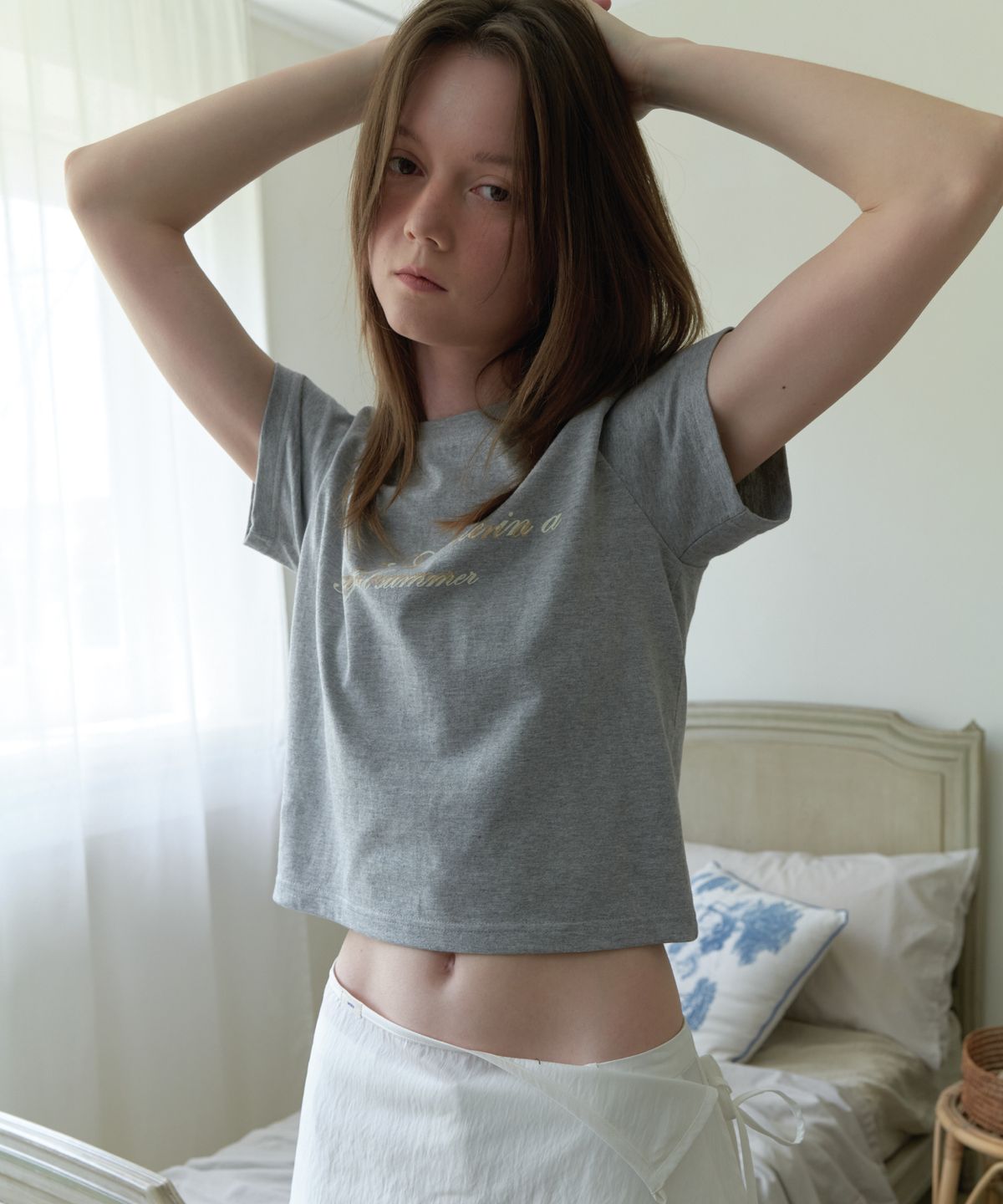 앤테(AENTE) Cozy lettering basic t-shirt - Gray