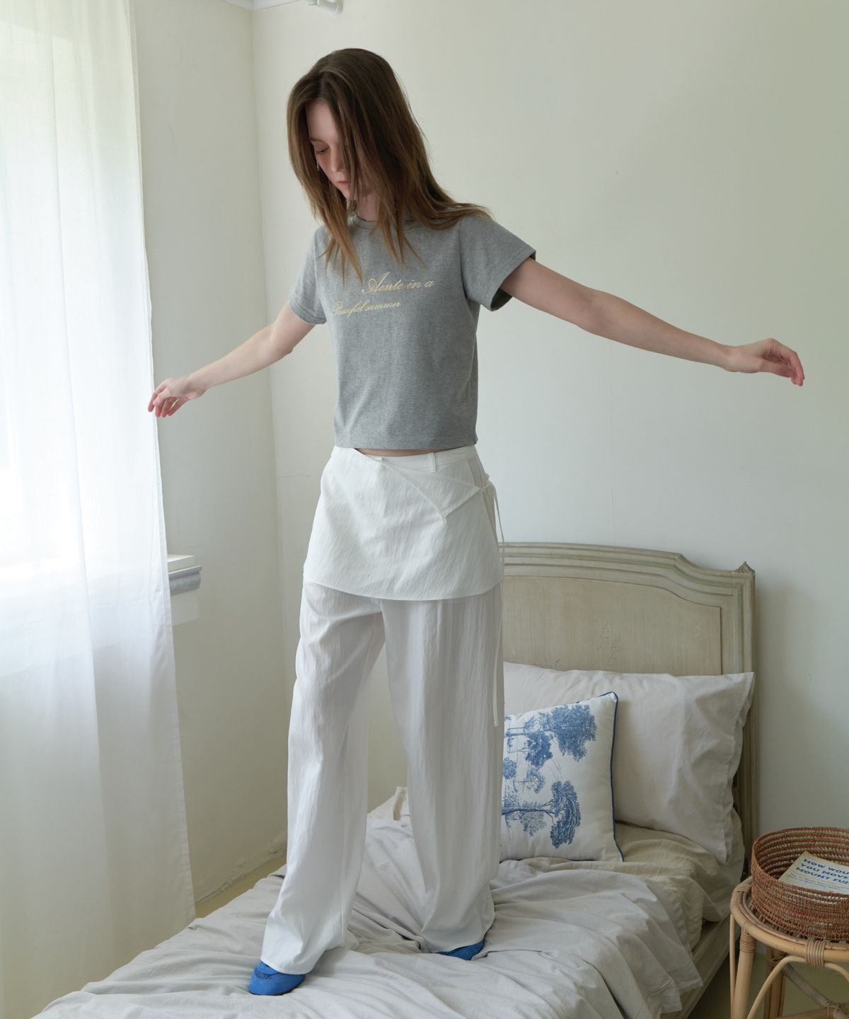 앤테(AENTE) Cozy lettering basic t-shirt - Gray