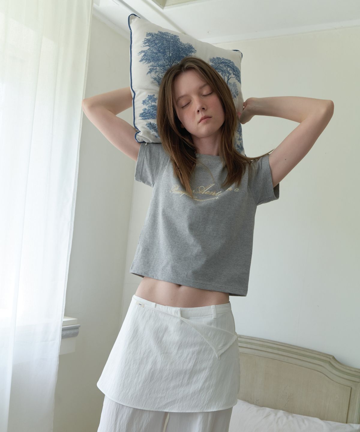앤테(AENTE) Cozy lettering basic t-shirt - Gray