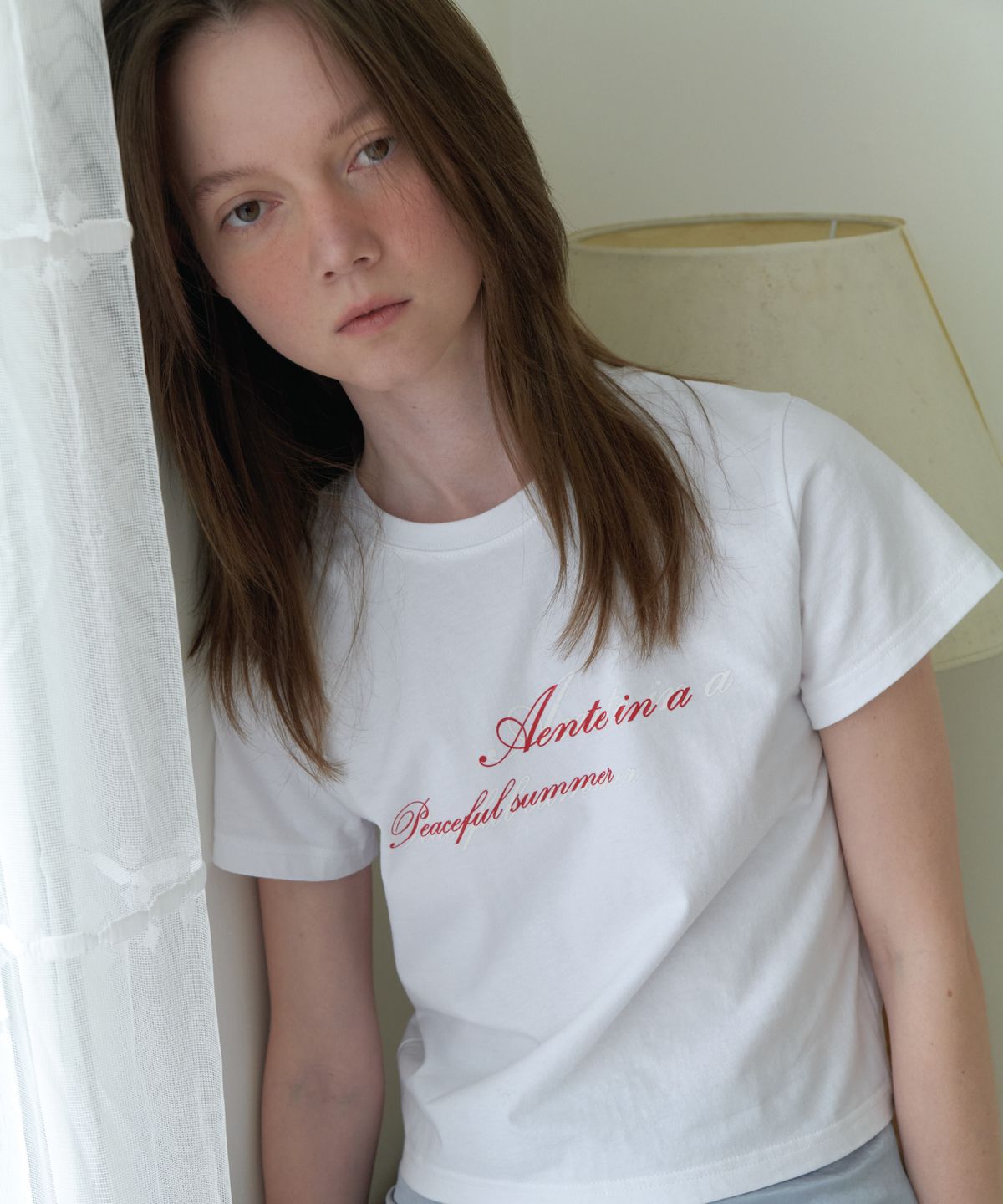 앤테(AENTE) Cozy lettering basic t-shirt - Ivory