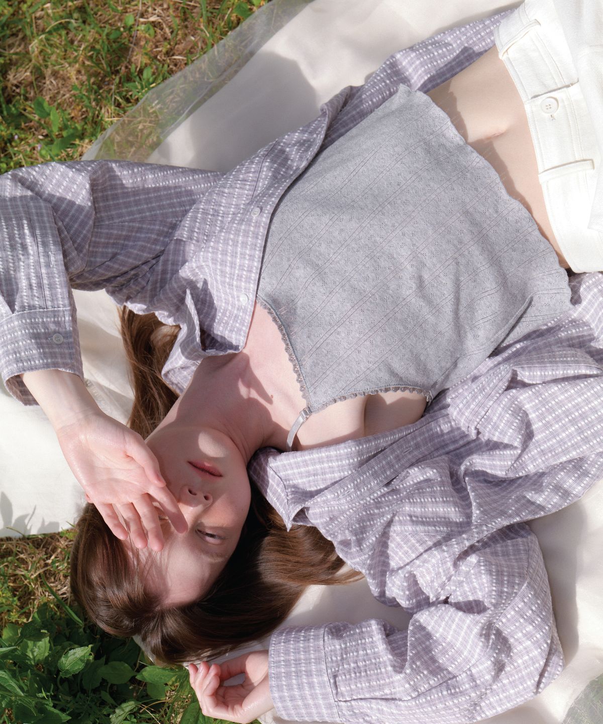 앤테(AENTE) Summer oversized check-shirt - Pink