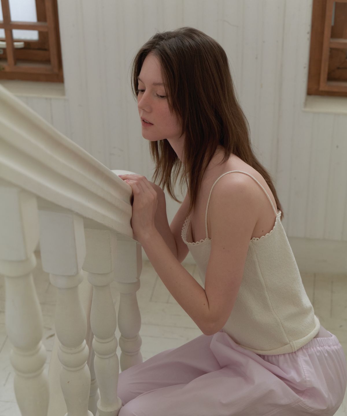 앤테(AENTE) lace sleeveless knit - Cream