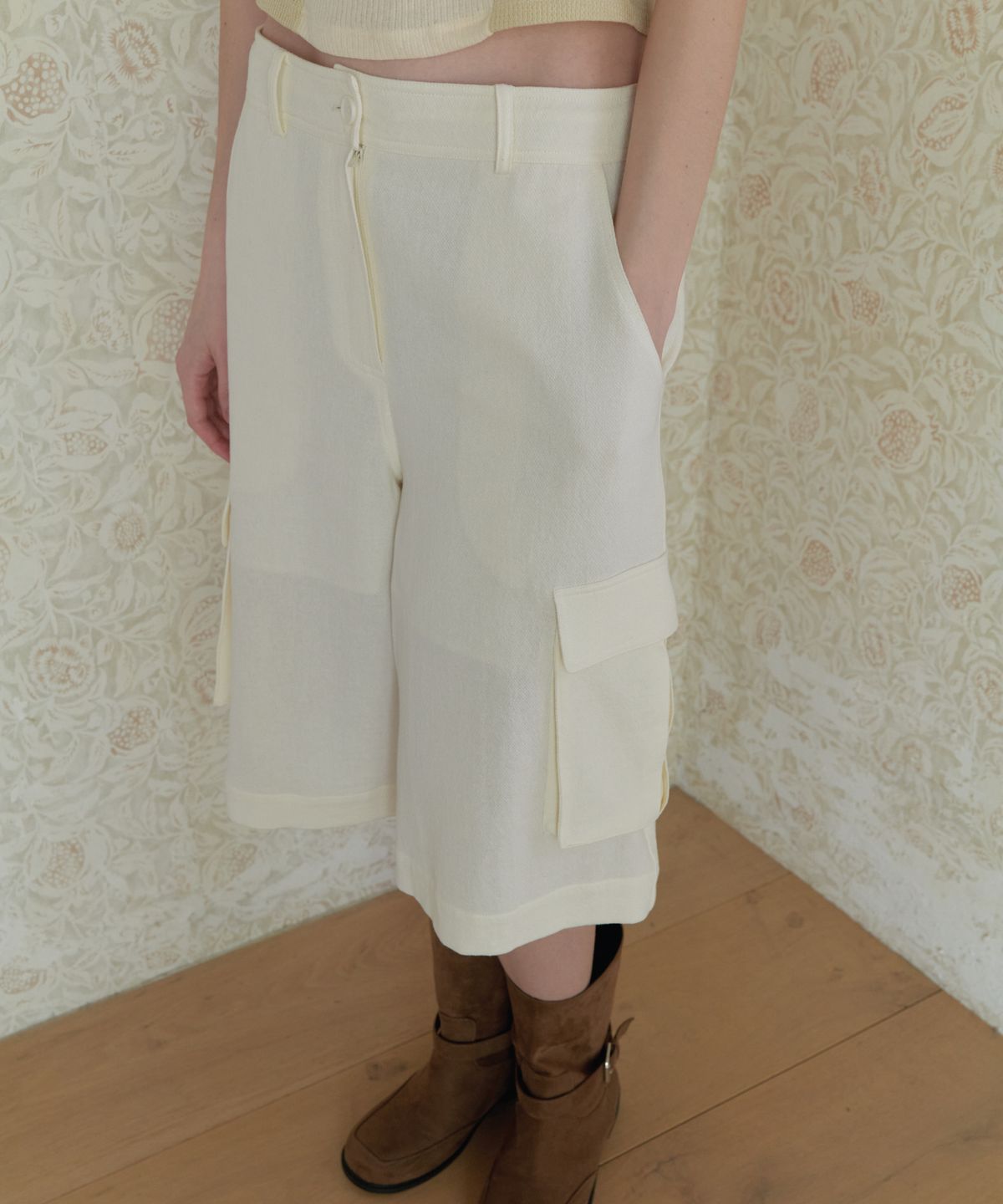 앤테(AENTE) Organic cotton cargo pants - Cream
