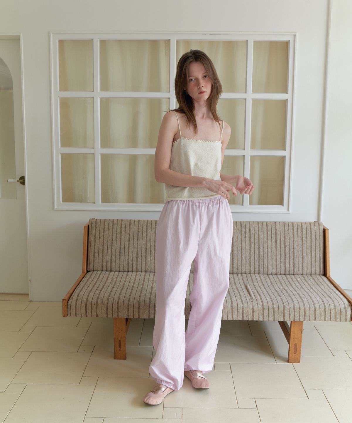 앤테(AENTE) Low rise banding pants - Pink