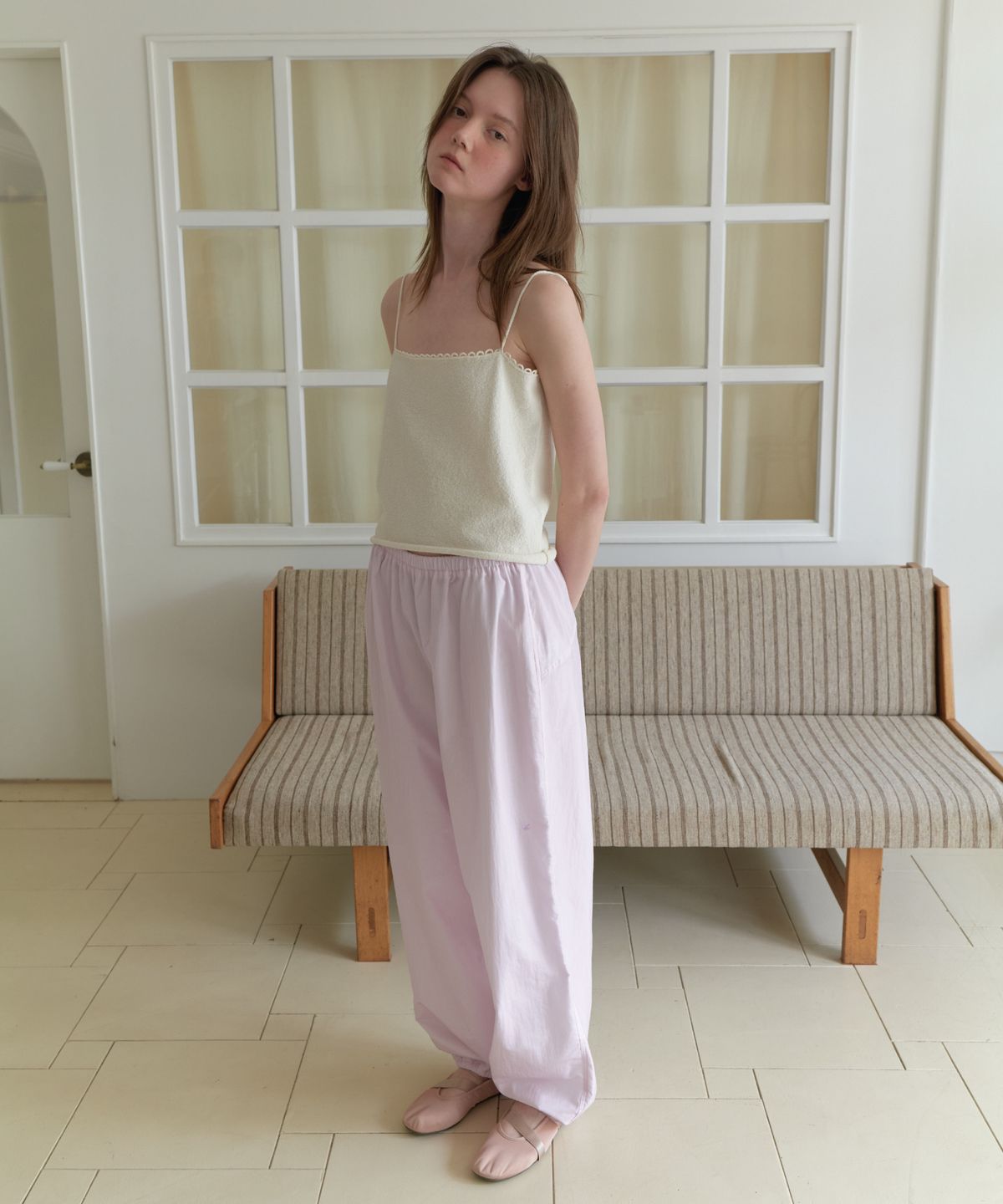 앤테(AENTE) Low rise banding pants - Pink