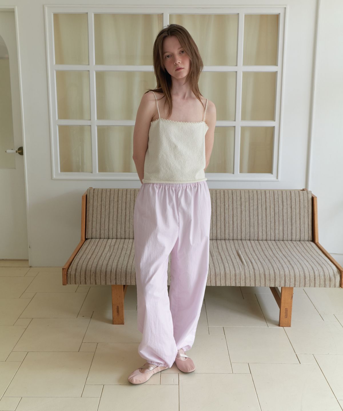 앤테(AENTE) Low rise banding pants - Pink