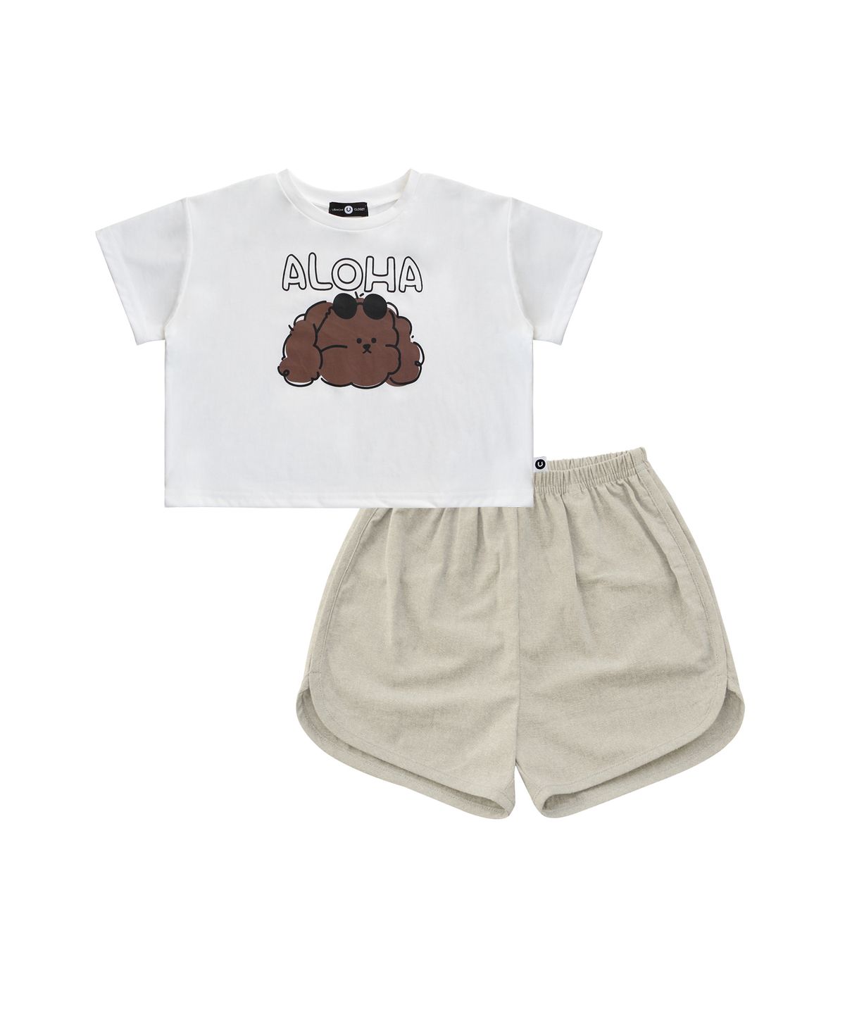 유비맘클로젯(UBMOM CLOSET) 린넨 반팔 상하세트 크림 C2HQ7901-CR