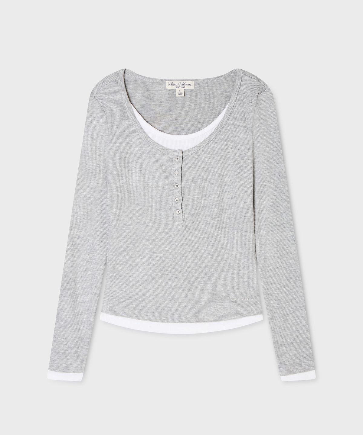 후아유(WHO.A.U) [기모 선택] Layered Henryneck Long Sleeve T-shirt(F) / WHLAG3824F
