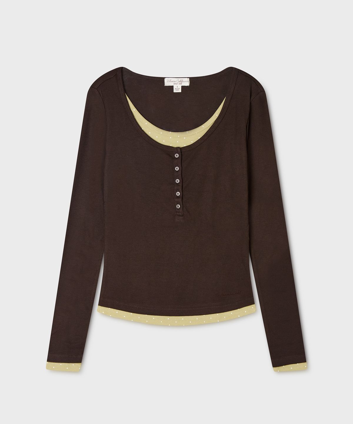 후아유(WHO.A.U) [기모 선택] Layered Henryneck Long Sleeve T-shirt(F) / WHLAG3824F