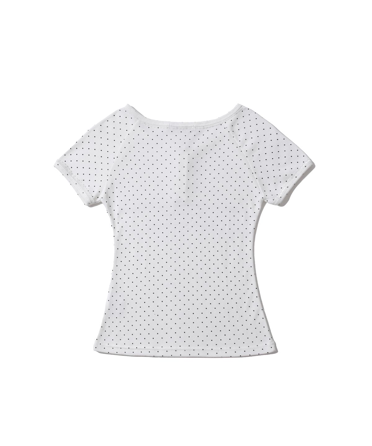 어니브(ANIV) DOT LETTERING HENLEY NECK T-SHIRT WHITE