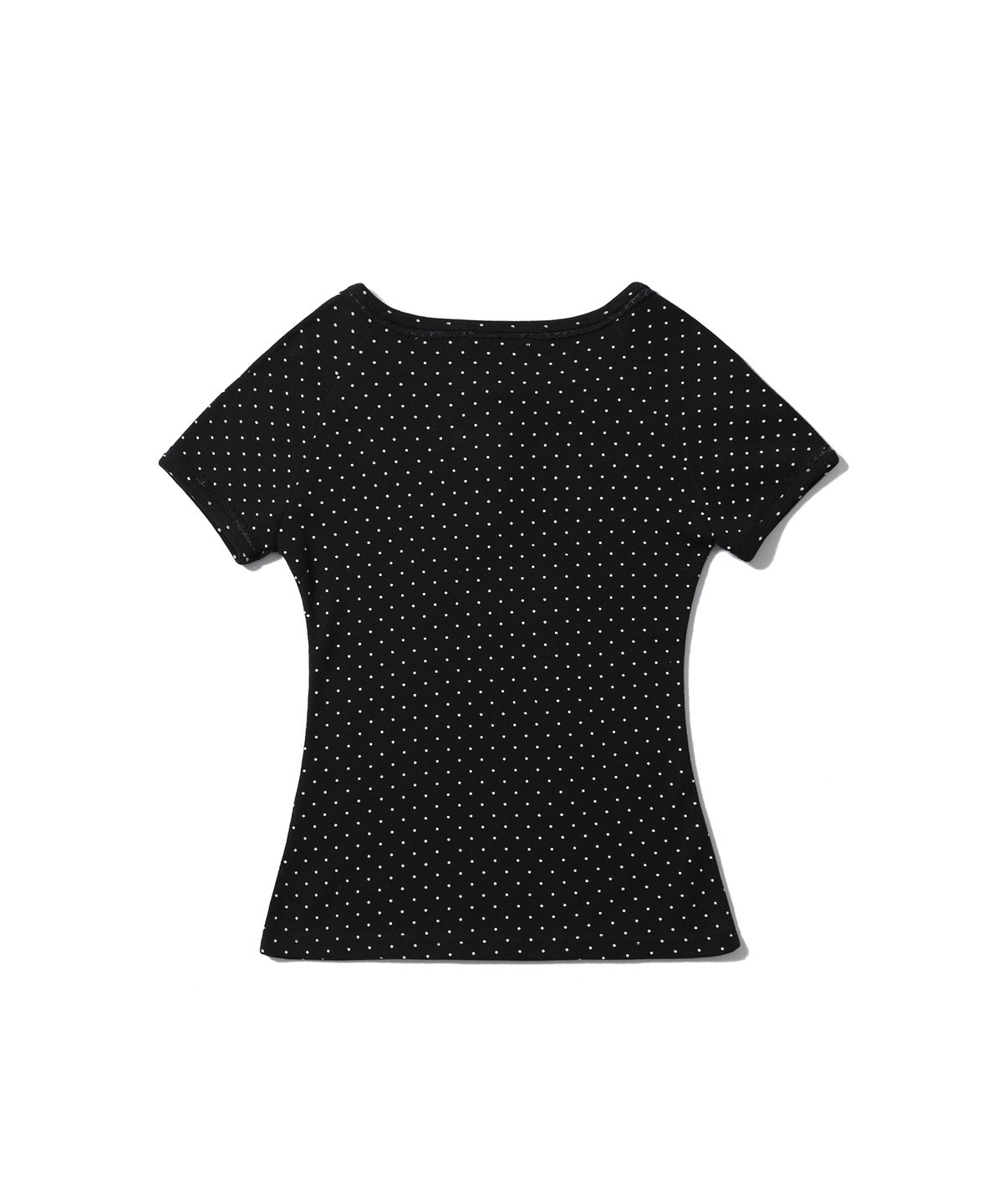 어니브(ANIV) DOT LETTERING HENLEY NECK T-SHIRT BLACK