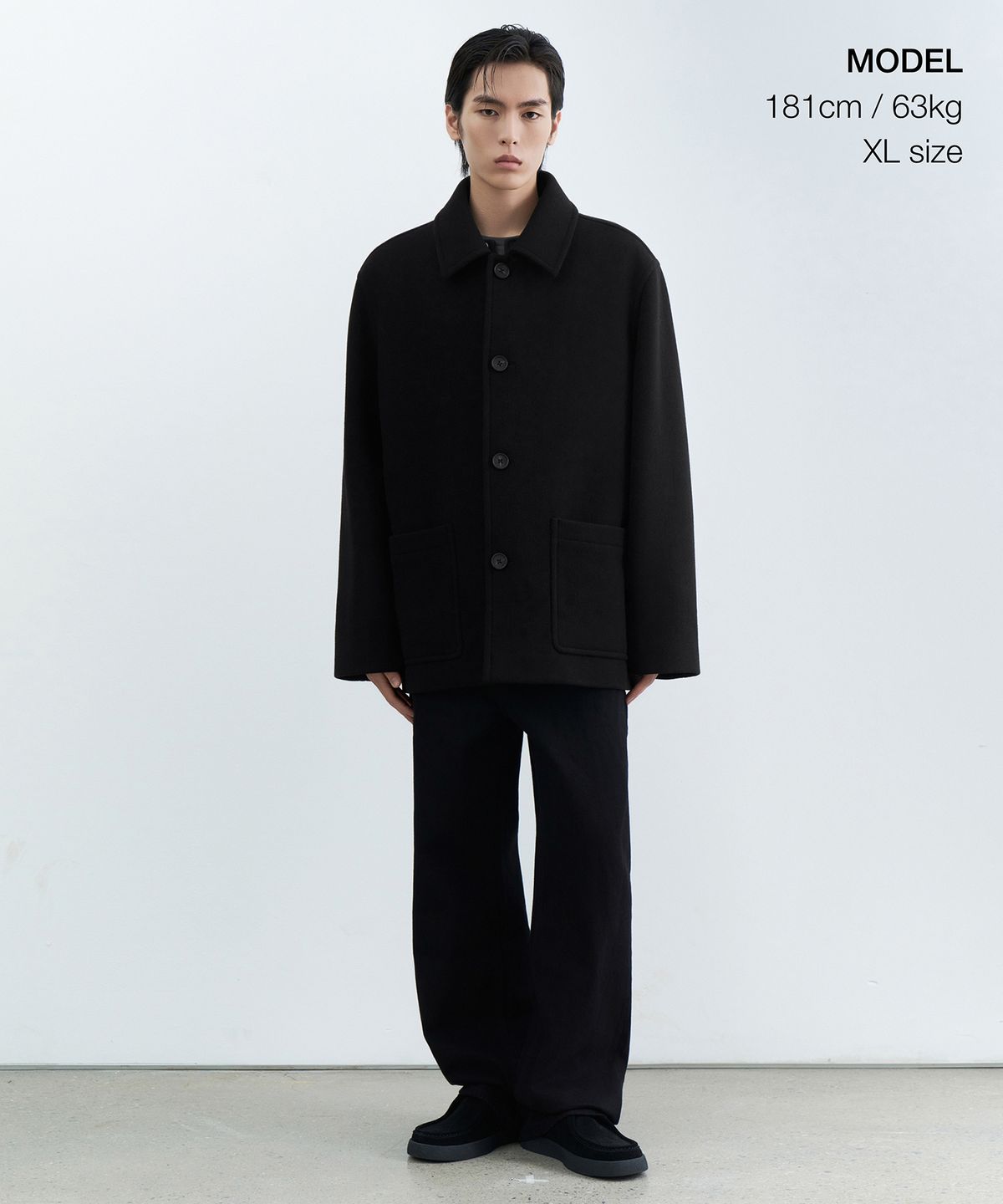무신사 스탠다드(MUSINSA STANDARD) 데일리 하프 발마칸 코트 [블랙]