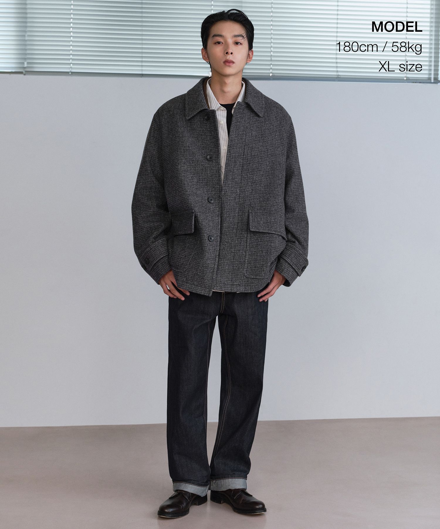 MUSINSA | MUSINSA STANDARD Wool Blend Tweed Oversized Half