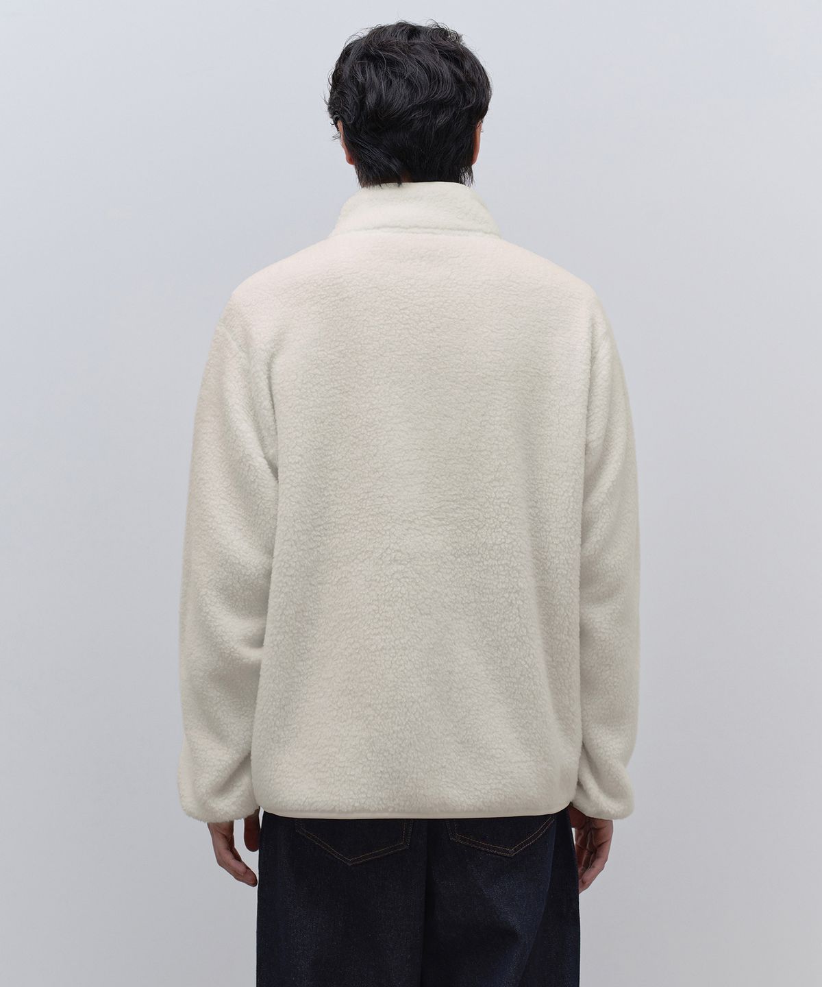 무신사 스탠다드(MUSINSA STANDARD) 에센셜 쉐르파 플리스 하이넥 재킷 [아이보리]